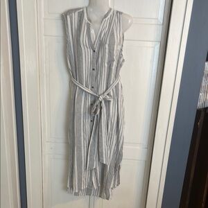 GAP Blue  and White Linen Blend Striped Midi Dress XXL NWT